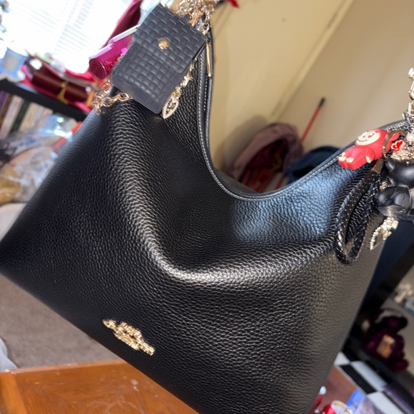 Coach Black Pebbled Leather Shoulder Bag